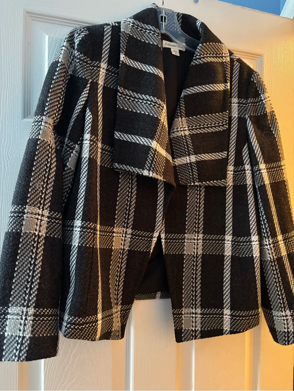 Colwater Creek Black Gray & White Plaid Jacket Size 10